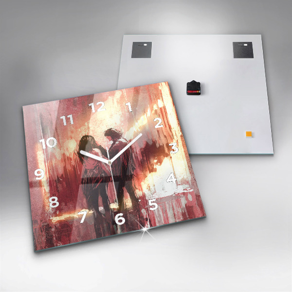 Square wall clock Young couple in love