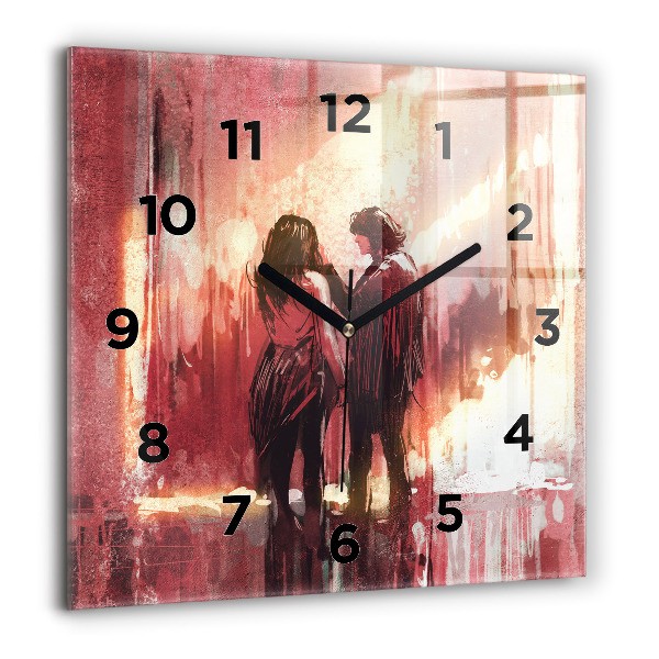 Square wall clock Young couple in love
