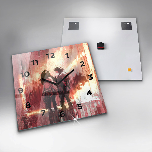 Square wall clock Young couple in love