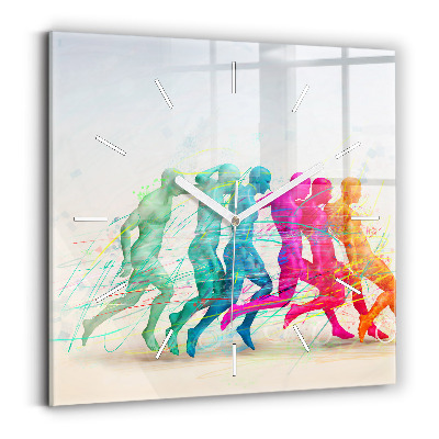 Square wall clock Colorful people