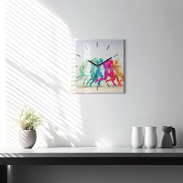 Square wall clock Colorful people