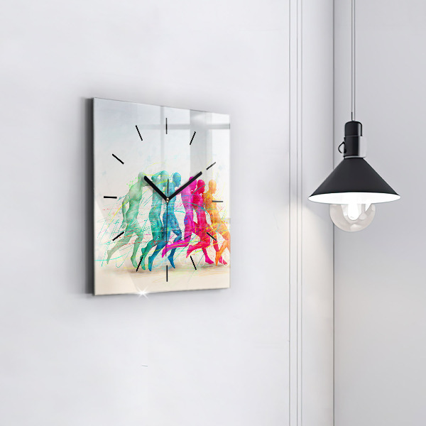 Square wall clock Colorful people