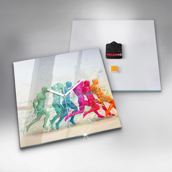Square wall clock Colorful people