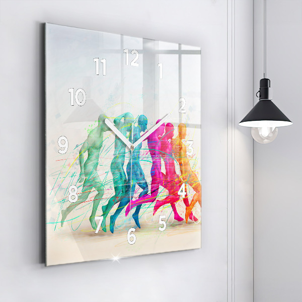 Square wall clock Colorful people