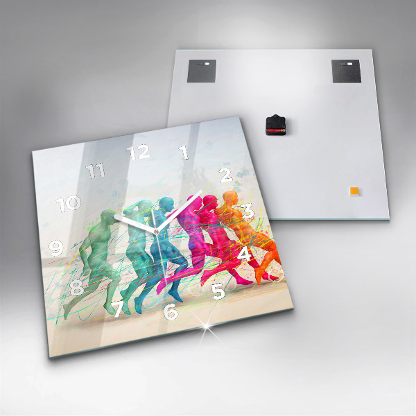 Square wall clock Colorful people