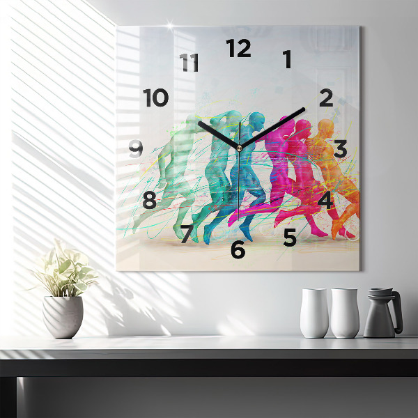Square wall clock Colorful people
