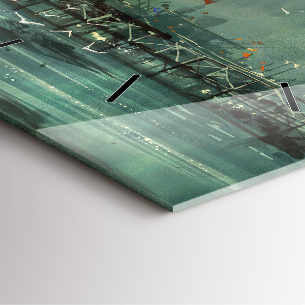 Square wall clock Fishing village