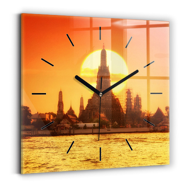 Square wall clock Wat arun bangkok thailand