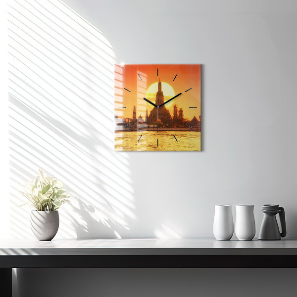 Square wall clock Wat arun bangkok thailand