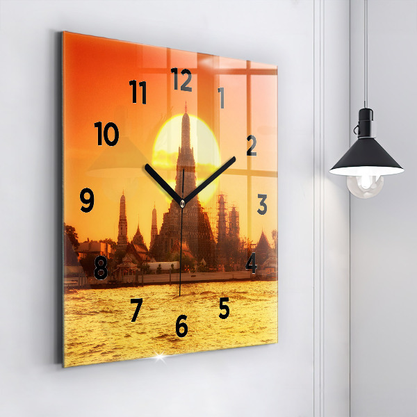 Square wall clock Wat arun bangkok thailand