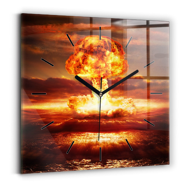 Square wall clock Atomic bomb explosion