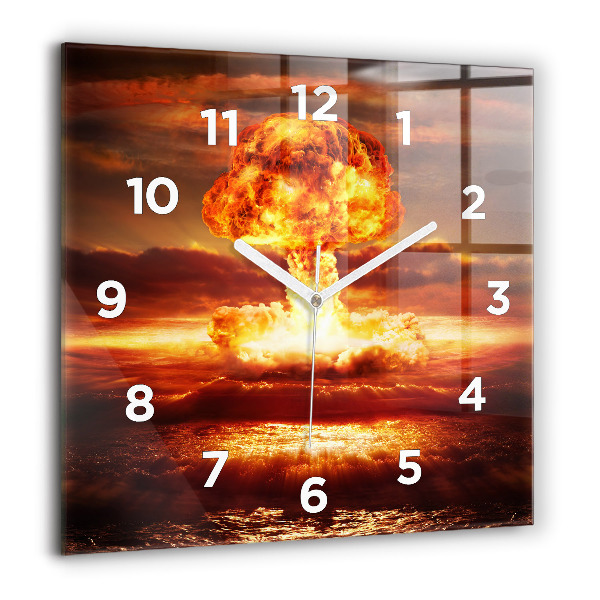 Square wall clock Atomic bomb explosion