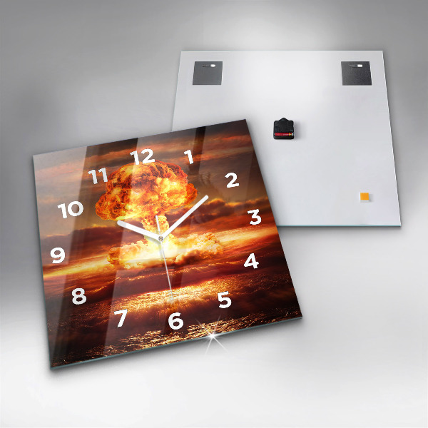 Square wall clock Atomic bomb explosion