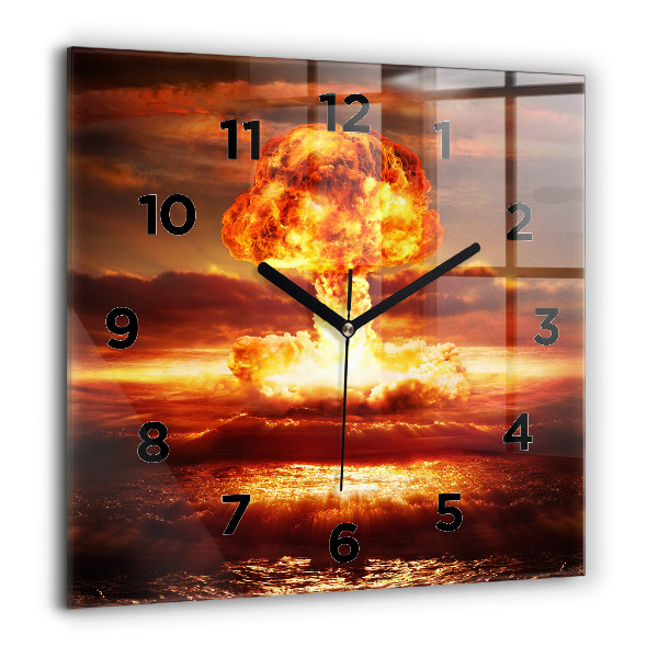 Square wall clock Atomic bomb explosion