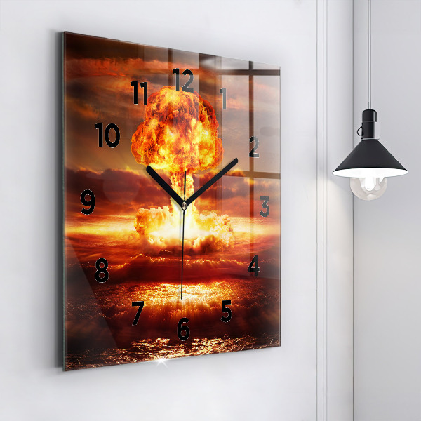 Square wall clock Atomic bomb explosion