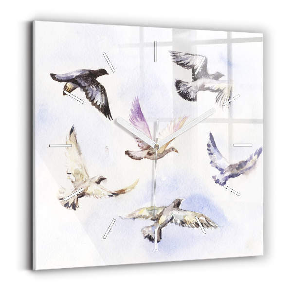 Square wall clock Flying birds