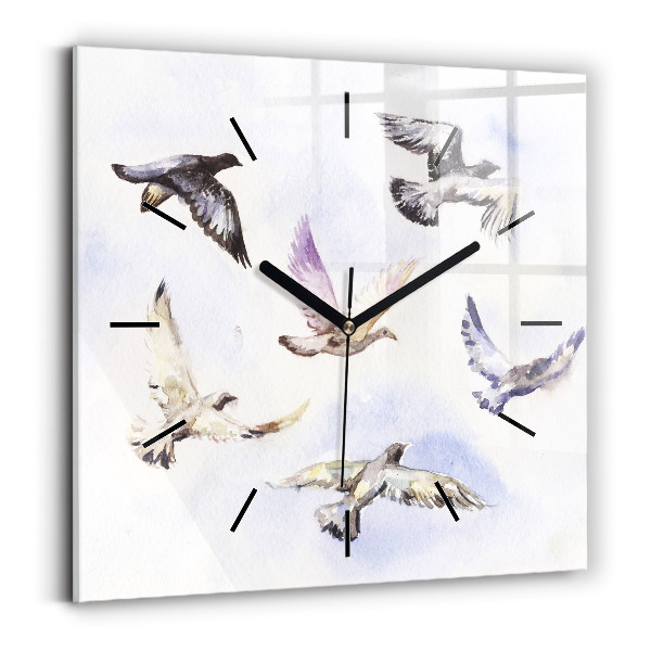 Square wall clock Flying birds