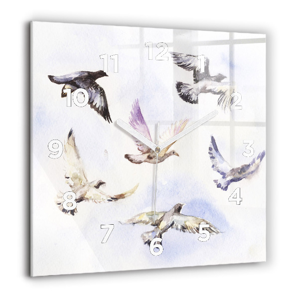 Square wall clock Flying birds