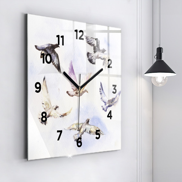 Square wall clock Flying birds