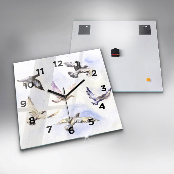 Square wall clock Flying birds