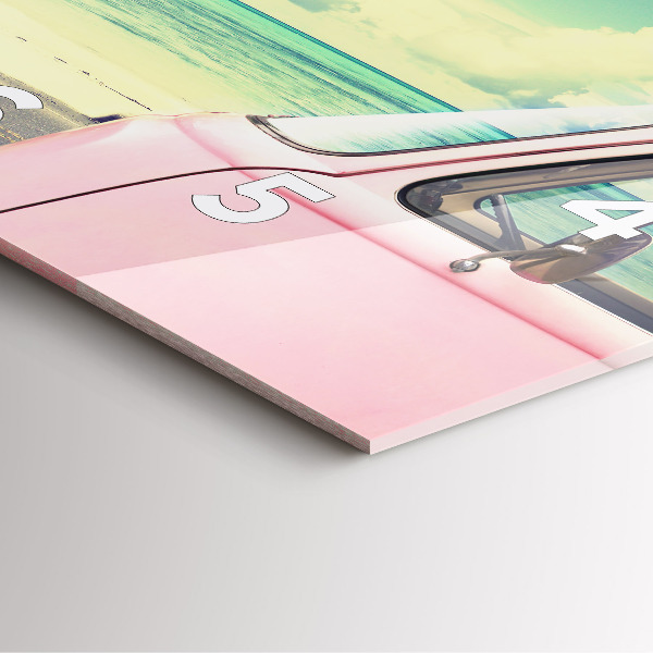 Square wall clock Car with surfboard