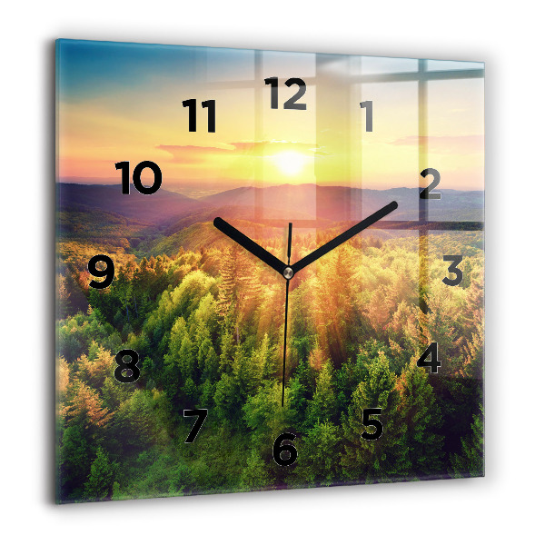 Square wall clock Sunset over the hills