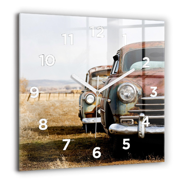 Square wall clock Old cars