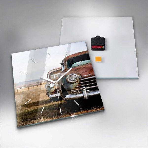 Square wall clock Old cars
