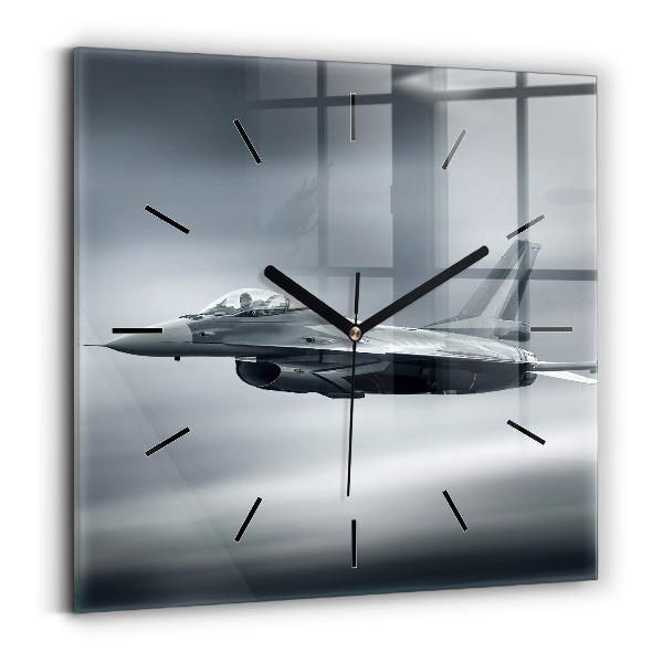 Square wall clock Military aircraft in flight