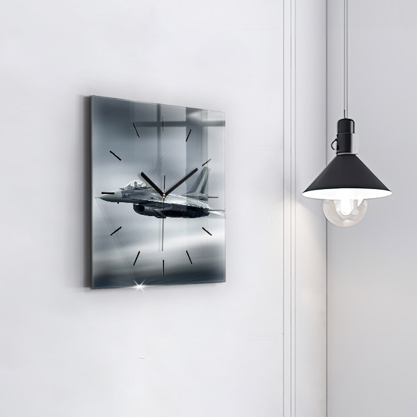 Square wall clock Military aircraft in flight