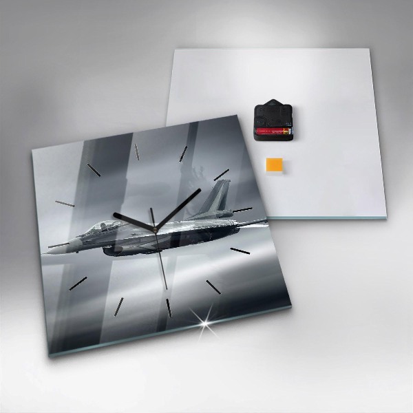 Square wall clock Military aircraft in flight