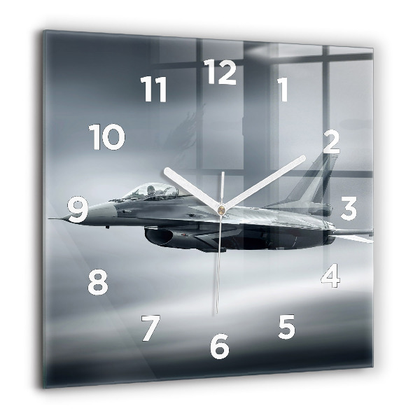 Square wall clock Military aircraft in flight