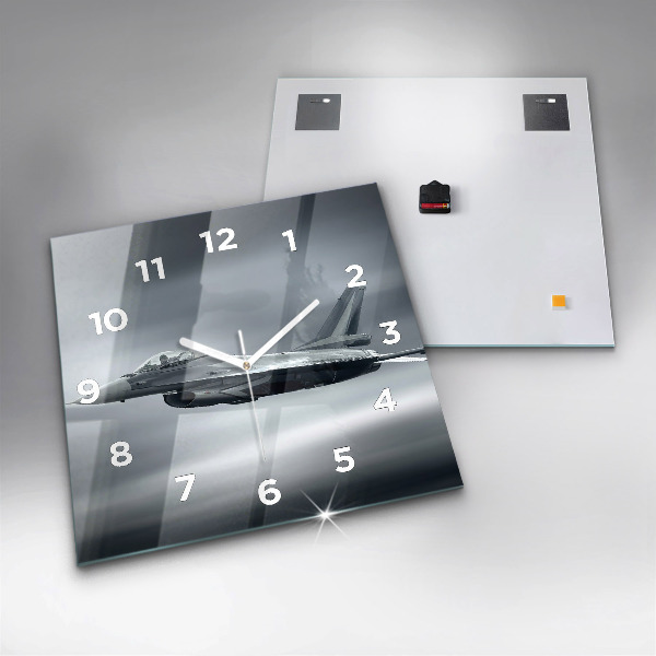 Square wall clock Military aircraft in flight