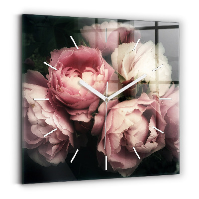 Square wall clock Bouquet of pink roses