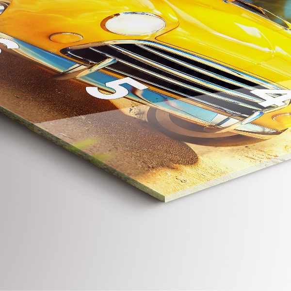 Square wall clock Car with surfboard