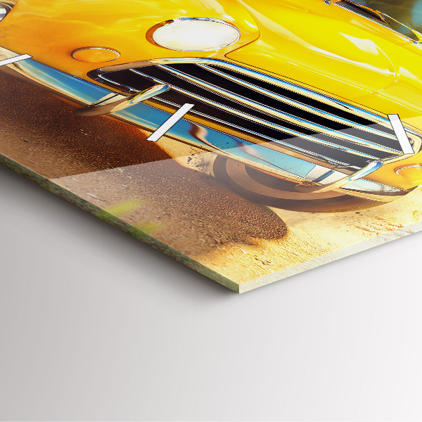Square wall clock Car with surfboard