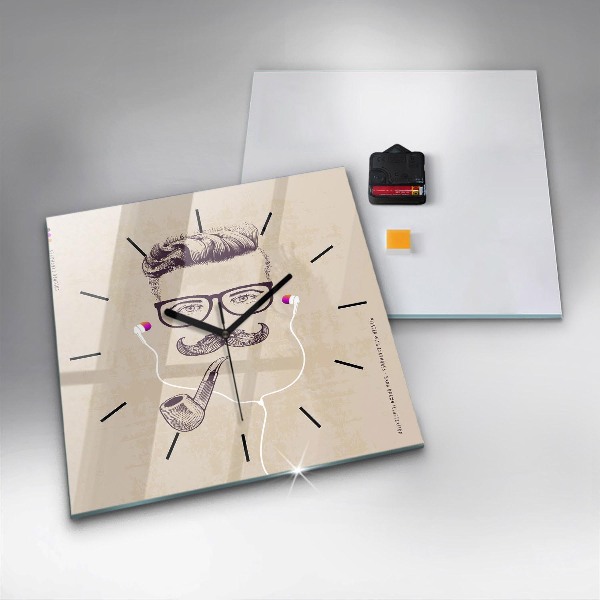 Square wall clock Man with a pipe