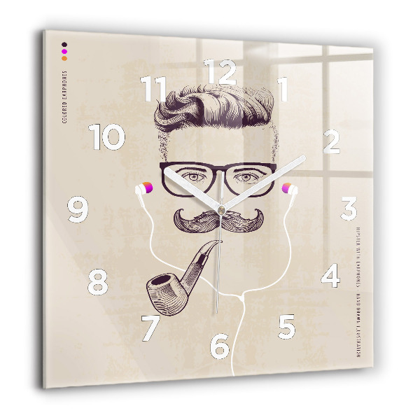 Square wall clock Man with a pipe