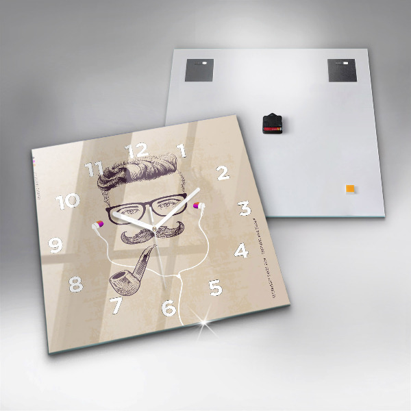 Square wall clock Man with a pipe