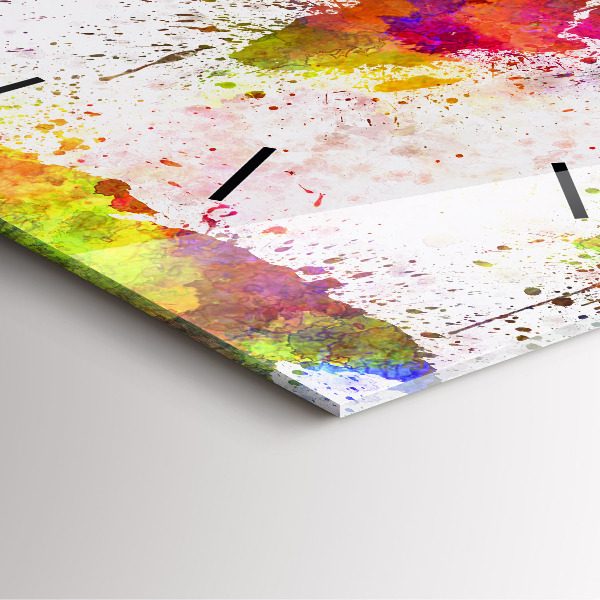 Square wall clock Watercolor map of the world