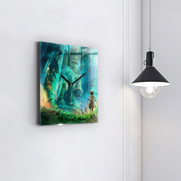 Square wall clock Children in the forest