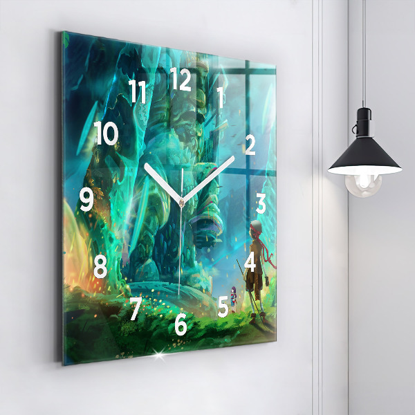Square wall clock Children in the forest