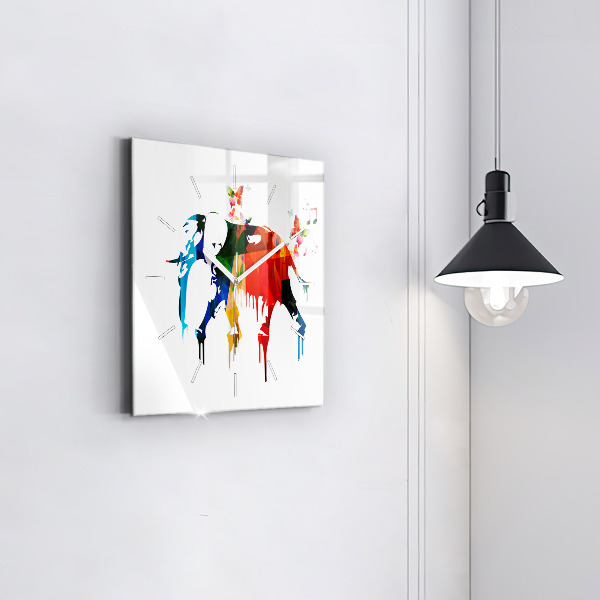 Square wall clock Colorful painted elephant