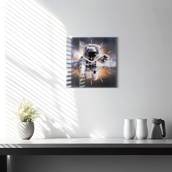 Square wall clock Astronaut in space