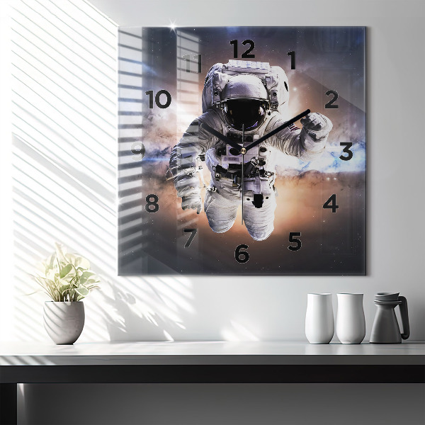 Square wall clock Astronaut in space