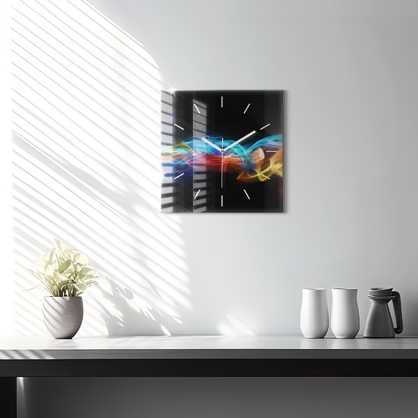 Square wall clock Abstract colorful lines