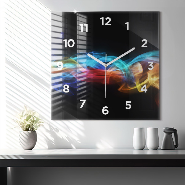 Square wall clock Abstract colorful lines