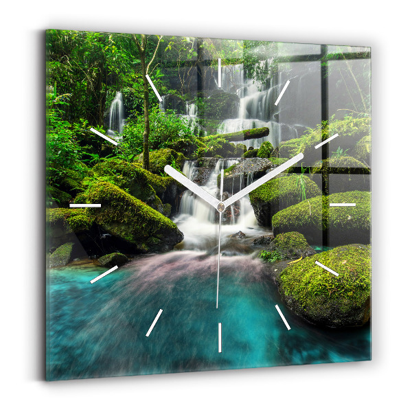 Square wall clock Waterfall Thailand