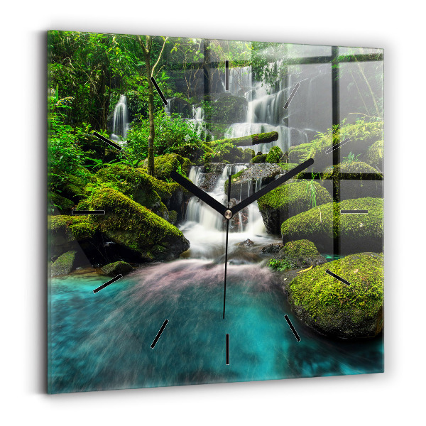 Square wall clock Waterfall Thailand