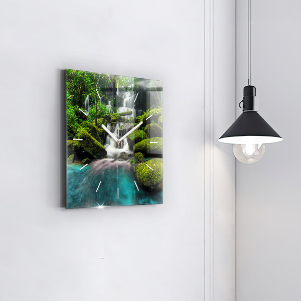 Square wall clock Waterfall Thailand